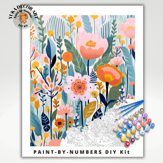 Flowers PAINT by NUMBERs Kit Adults Spring Flowers Floral DIY Painting Easy Beginners Diy Kit Wall Art Housewarming Bday Gift Girlfriend Mom