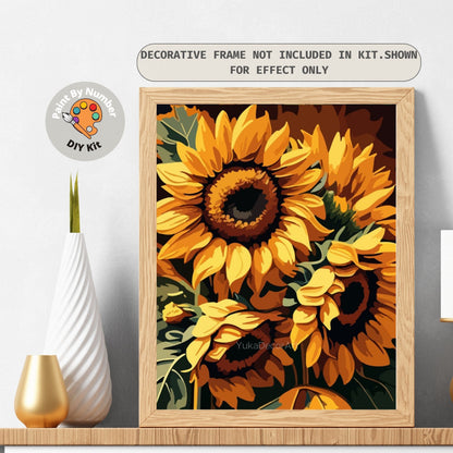 Flower PAINT by NUMBER Kit for Adults Sunflower Art Diy Canvas Easy Beginners Acrylic Paint DIY Kit Bedroom Wall Art Decor Grandma Mom Gift
