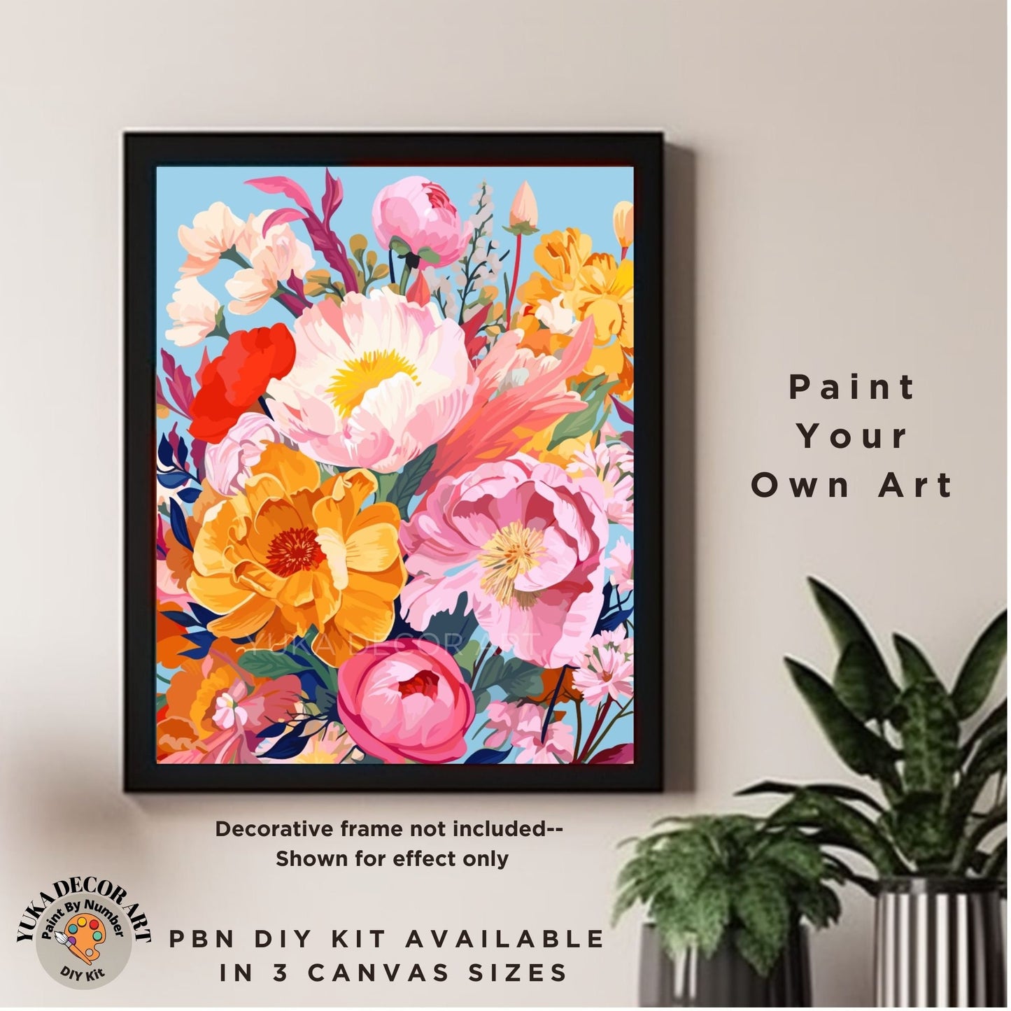 Flowers PAINT by NUMBER Kit for Adults Wildflowers Bloom Garden DIY Painting Floral Beginners Paint Hobby Kit Wall Art Gift