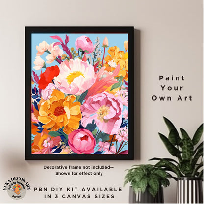 Flowers PAINT by NUMBER Kit for Adults Wildflowers Bloom Garden DIY Painting Floral Beginners Paint Hobby Kit Wall Art Gift