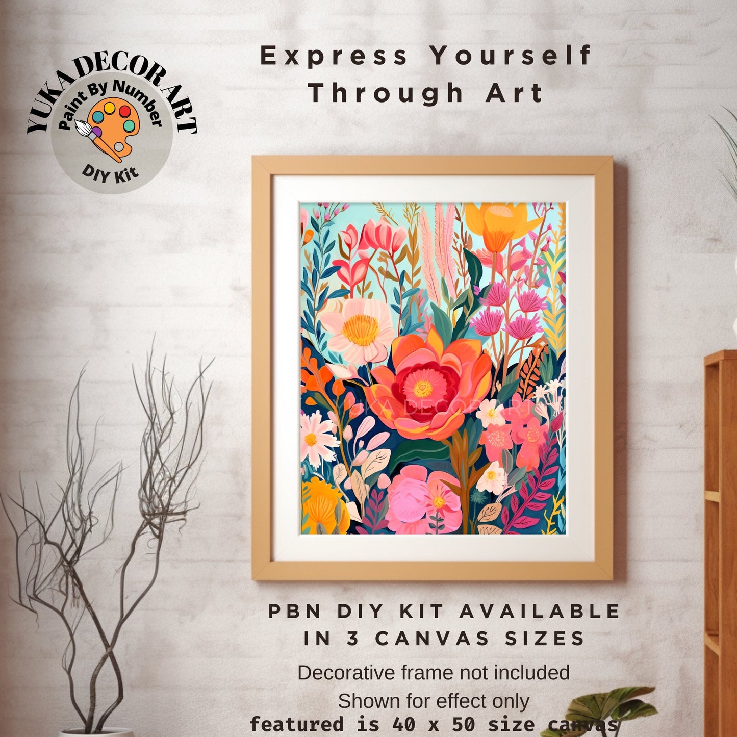 Wildflowers PAINT by NUMBERS Kit Adults Spring Flower Garden DIY Painting Easy Beginners Hobby Kit Wall Art | Birthday Gift Wife Mom Grandma