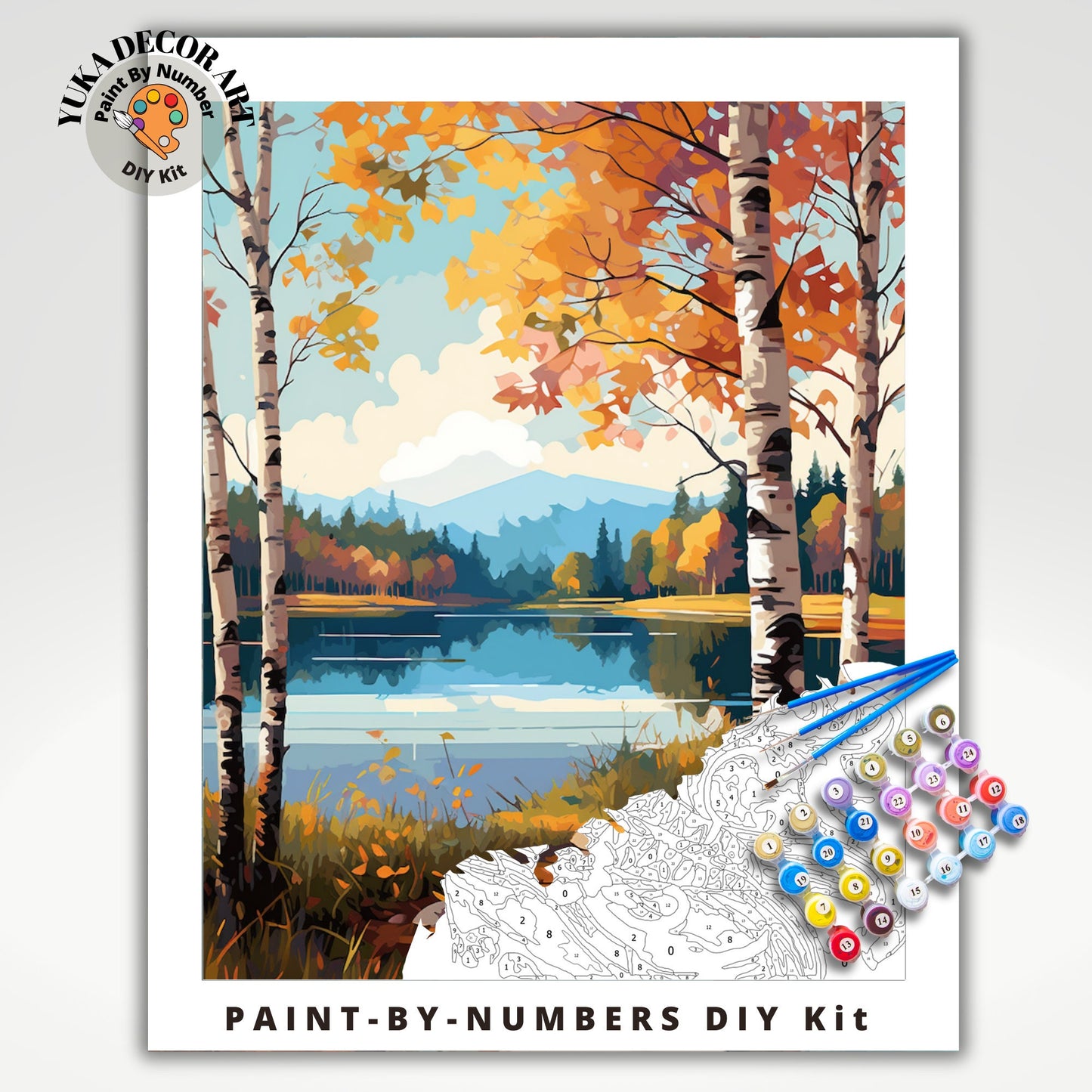 Forest Landscape PAINT by NUMBER Kit Adult Painting DIY by Numbers Hobby Craft Set Easy Beginners Anniversary Gift For Wife Husband Friend