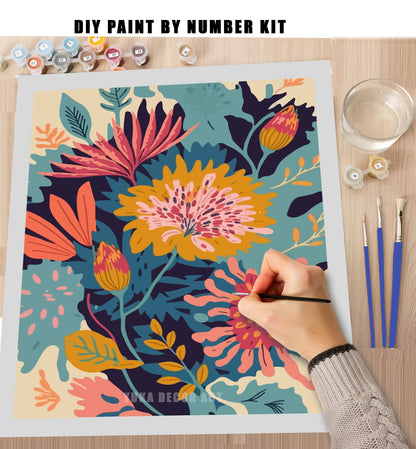 PAINT by NUMBER Kit for Adults Modern Flowers Boho Whimsical Art Easy Beginner Acrylic Paint DIY Kit  Wall Art Bday Gift for Mom Girlfriend