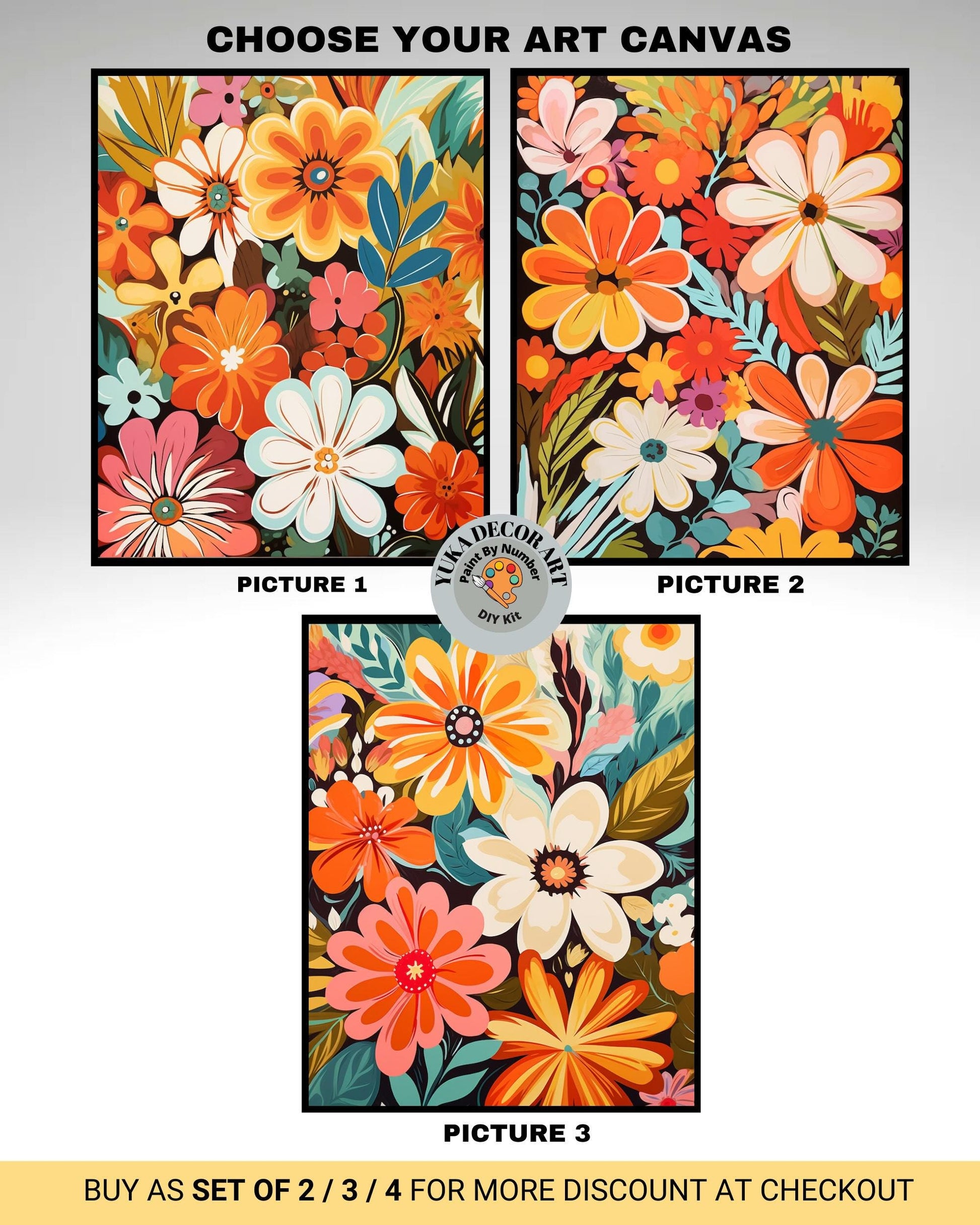 a picture of a flower arrangement with the words choose your art canvass