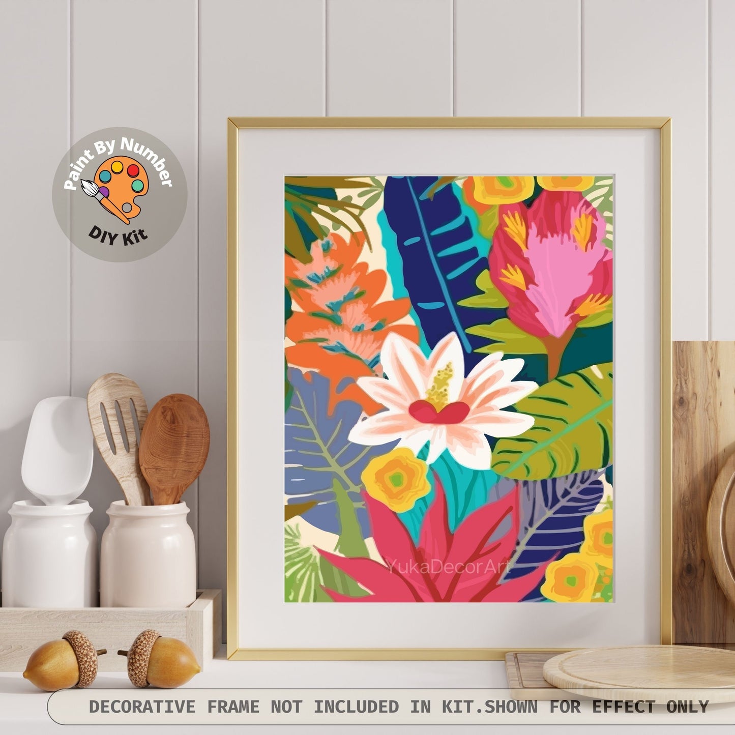 PAINT by NUMBER Kit for Adults ,Garden Flowers Botanical Abstract Art ,Easy Beginners Acrylic Paint DIY Kit ,Living Bedroom Wall Art Decor