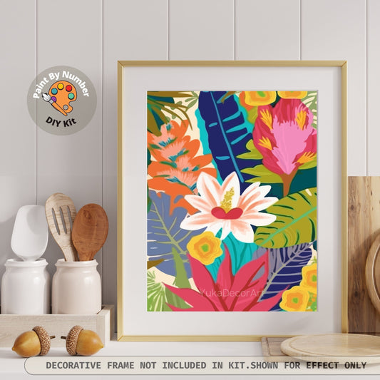 PAINT by NUMBER Kit for Adults ,Garden Flowers Botanical Abstract Art ,Easy Beginners Acrylic Paint DIY Kit ,Living Bedroom Wall Art Decor