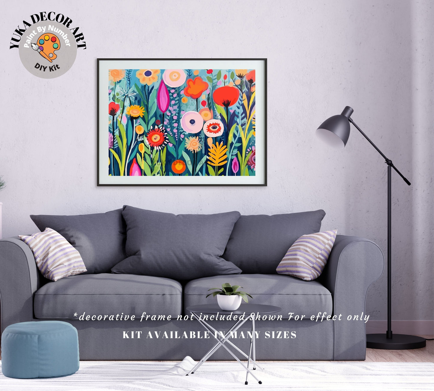 Spring Flowers PAINT by NUMBERS Kit Adults  Modern Boho Whimsical Art Easy Beginner Acrylic Paint DIY Kit Wall Art Gift for Mom Girlfriend