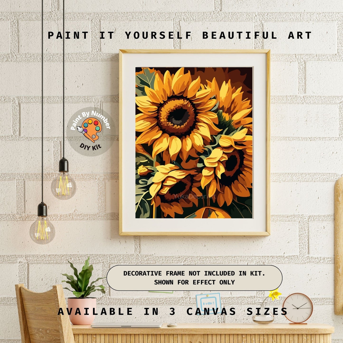 Flower PAINT by NUMBER Kit for Adults Sunflower Art Diy Canvas Easy Beginners Acrylic Paint DIY Kit Bedroom Wall Art Decor Grandma Mom Gift