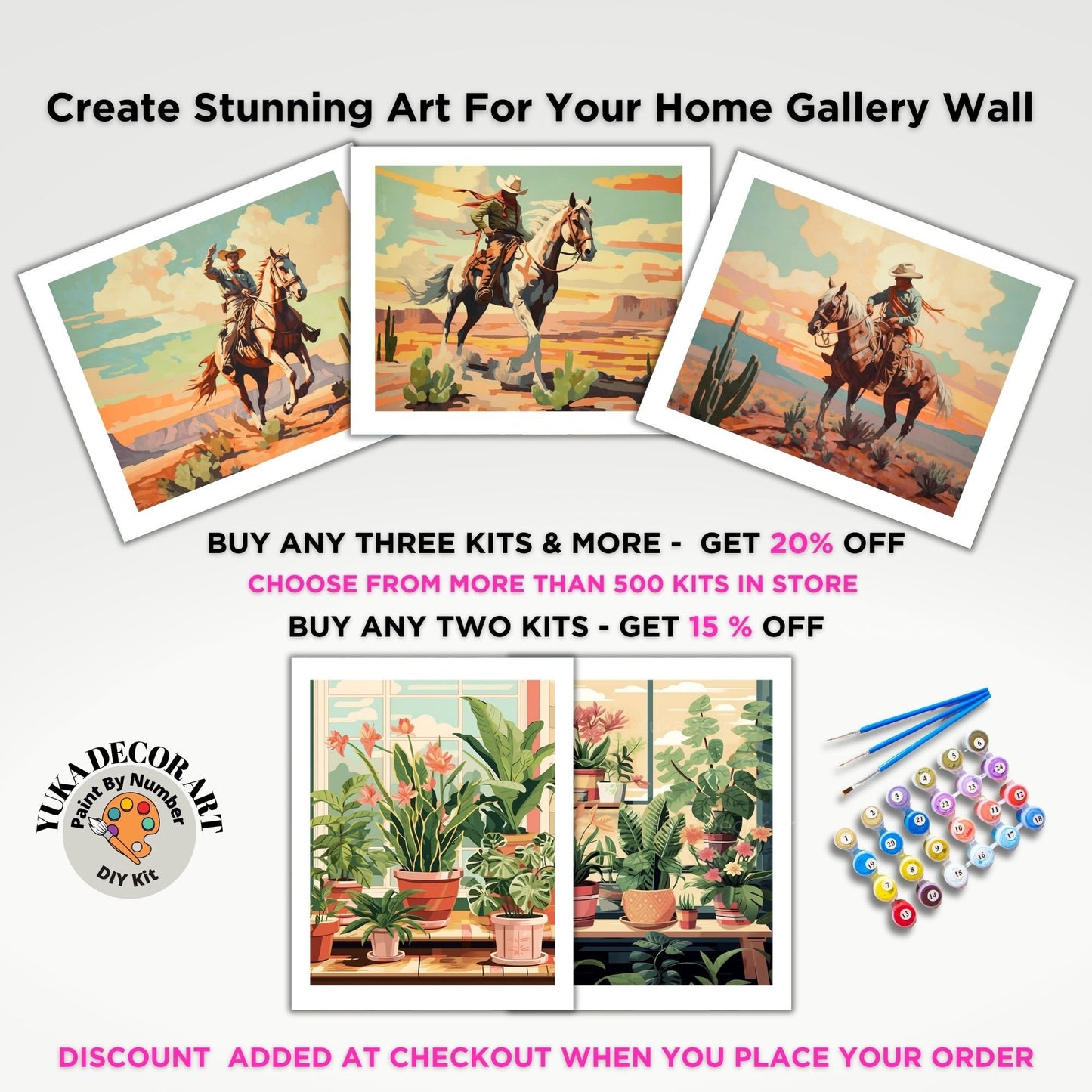 Cowboy PAINT by NUMBER Kit Adult Desert Horse Grand Canyon Southwest Vintage Style Art Easy Beginner Oil Painting DIY Gift For Boyfriend