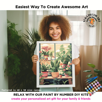 PAINT by NUMBER Kit For Adults Plants Minimalist Boho Ranch Decor Print DIY Painting Easy Beginners Paint Kit Plant Lover Gift For Grandmom