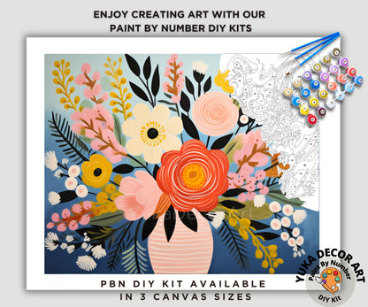 Floral PAINT by NUMBERS Diy Kit Adults Flower Bouquet Vase DIY Painting Beginners Canvas Wall Art Christmas Gift Wife Birthday Anniversary
