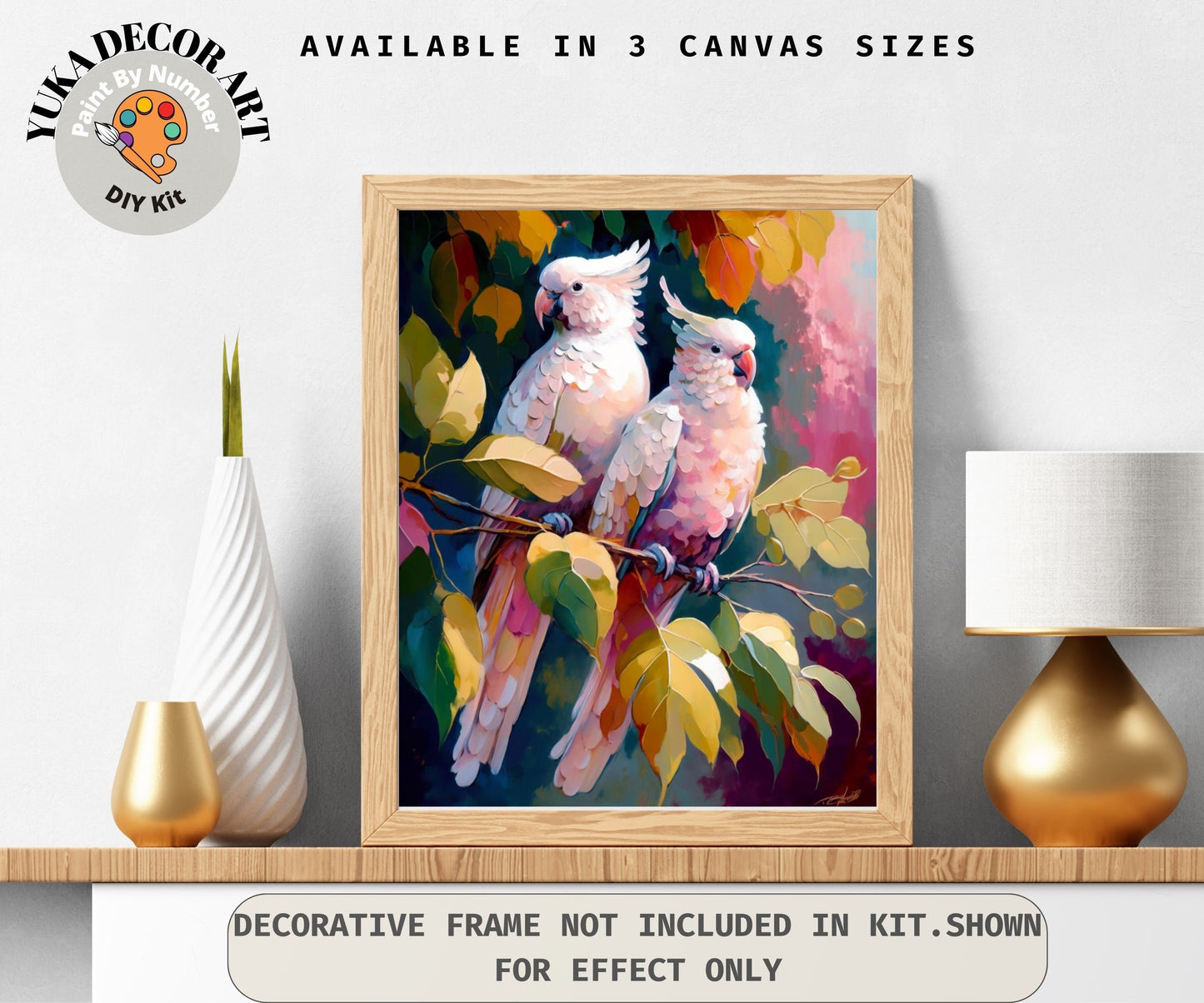PAINT by NUMBER Kit Adult Pink Parrot DIY Paint Kit Birds In Forest Easy Beginner Acrylic Painting Housewarming Decor Birthday Gift for Mom