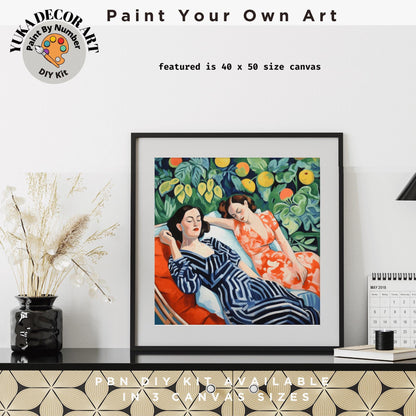 Matisse Style Garden Women PAINT by NUMBER DIY  Kit Adult, Colourful Wall Art Decor Idea Easy To Do Canvas Painting Gift For Friend Bestie