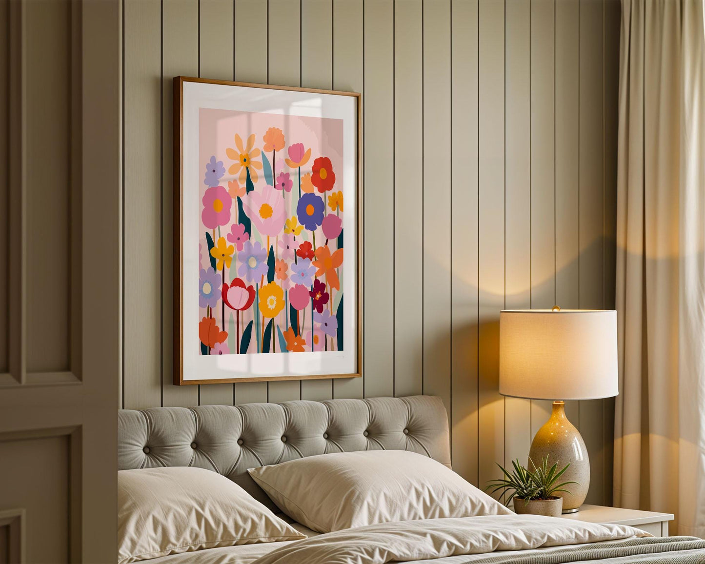 Modern PAINT by NUMBERS Kit Adults Garden Wild Flowers Floral DIY Painting Colorful Easy Beginners Hobby Kit Wall Art Gift