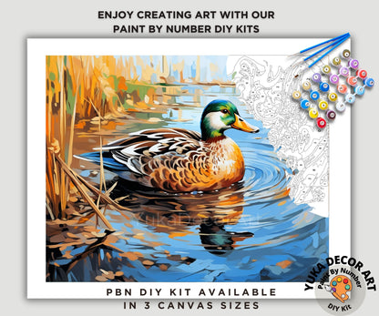 Dabbling Duck PAINT by NUMBERS Kit Adult Painting DIY by Numbers Easy Beginners Birthday Gift For Her Wife Grandma Vintage Style Wall Art