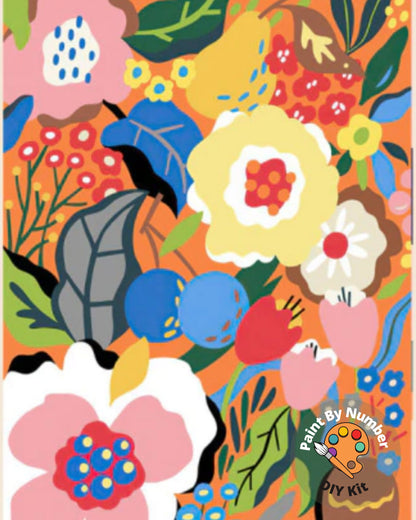Modern Flowers  PAINT by NUMBER Kit for Adults ,Garden Bouquet ,Easy Beginners Acrylic Paint DIY Kit ,Living Bedroom Wall Art Decor