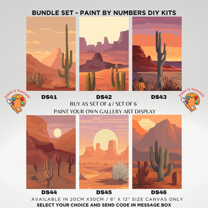 Boho Landscape PAINT by NUMBER Kit Adult,Bundle Set of 2/ 3/ 4 / 6 kits , Arizona Texas Rustic Desert Art Beginner Acrylic Painting DIY Kit