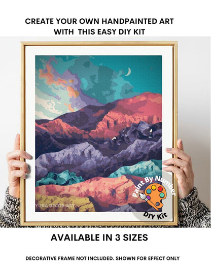 Abstract Mountain PAINT by NUMBER Kit for Adults , Sunset Scene ,Easy DIY Beginners Acrylic Paint Kit ,Living Bedroom Decor, Gift For Friend