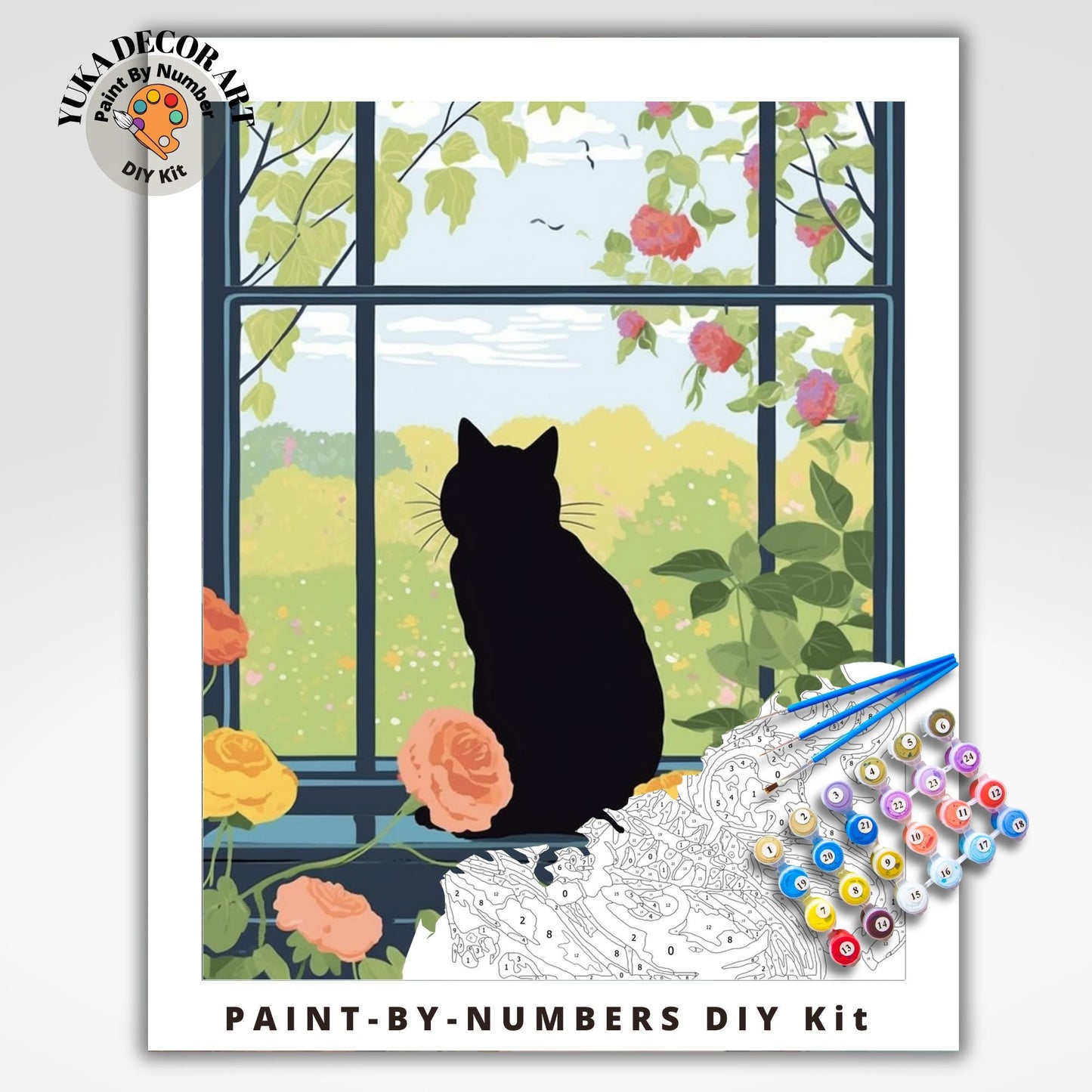 Cat PAINT by NUMBER Kit Adult Painting DIY Kit by Numbers Coloring Kit Easy Beginners Birthday Gift For Her Wife Mom Girlfriend Grandmother