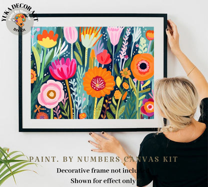 Flowers PAINT by NUMBERS Kit for Adults  Modern Boho Whimsical Art Easy Beginner Acrylic Paint DIY Kit Wall Art Gift for Grandma Girlfriend