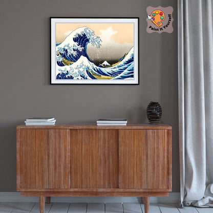 The Great Wave off Kanagawa PAINT by NUMBERS Kit for Adult , Sea Waves Beach Painting , Easy Beginner Acrylic Painting Kit,Home Decor Gift