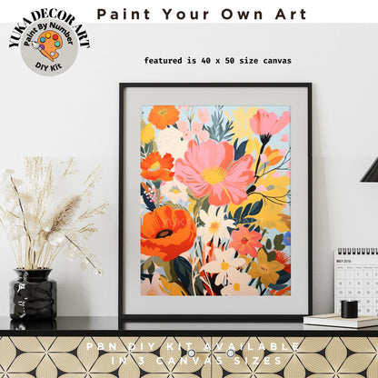 WildFlowers PAINT by NUMBER Kit for Adults Mountain Landscape Painting Easy Beginners Paint DIY Kit Wall Art Anniversary Gift Mom Girlfriend