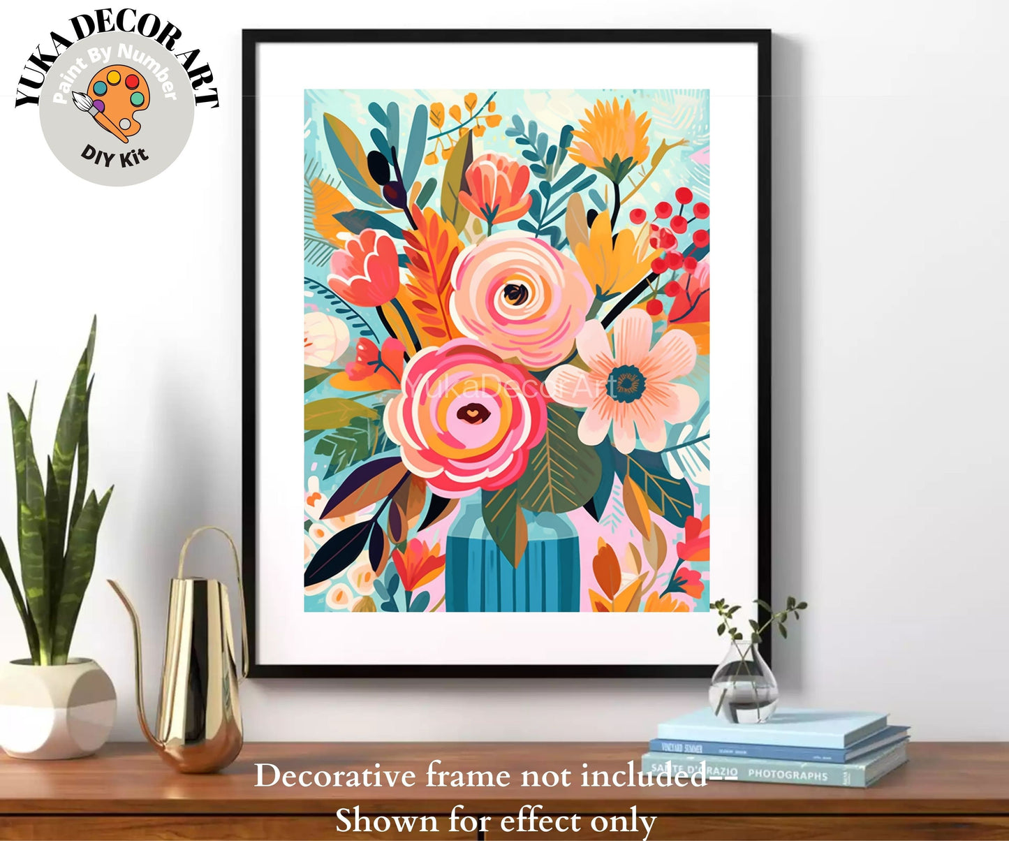 Flower Vase PAINT by NUMBERS Kit for Adults Spring Flowers Painting Easy Beginners Acrylic Paint DIY Wall Art Gift For Mom