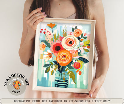 Flower Vase PAINT by NUMBER Kit for Adults Spring Flowers Painting Easy Beginners Acrylic Paint DIY Kit Gift For Girlfriend