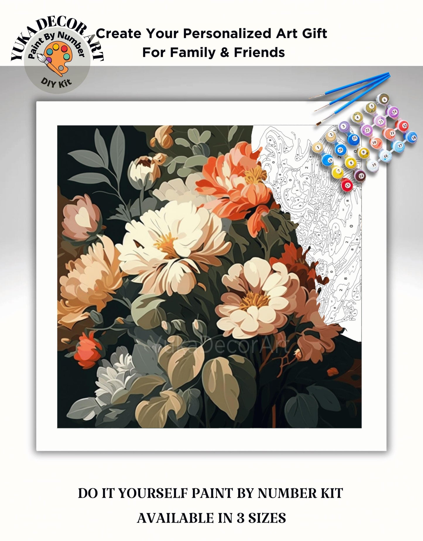 Vintage Flowers PAINT by NUMBER Kit Adults Still Life Vintage Style Painting Easy Beginners DIY Art Anniversary Gift for Mom Grandmother