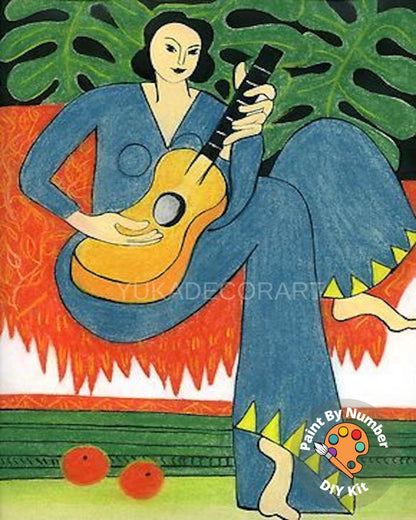 Henri Matisse PAINT by NUMBER Kit for Adults , Woman Playing Guitar,Acrylic Paint DIY Kit ,Living Bedroom Wall Art Decor