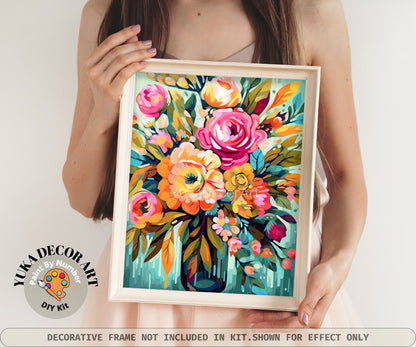 Floral Modern PAINT by NUMBER Kit for Adults Still life Vase Flowers DIY Painting Easy Beginners Paint Kit Wall Art Christmas Gift Grandma