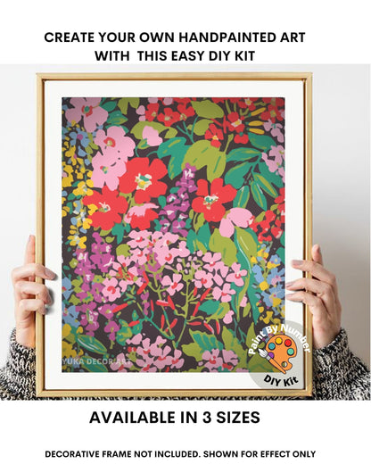 Spring Garden  Flowers PAINT by NUMBER Kit for Adults , Botanical Art ,Easy DIY Beginners Paint Kit ,Living Bedroom Wall Art Decor