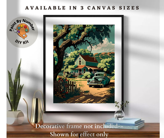 Countryside Cottage PAINT by NUMBER Kit Adult DIY Nature Vintage Style Art Easy Beginner Acrylic Painting Craft Kit Decor Gift Mom  Grandma