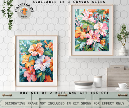 PAINT by NUMBER Kit for Adults Tropical Flowers Art Easy Beginner Acrylic DIY Paint Kit Wall Art Gift Mom Sister Girlfriend