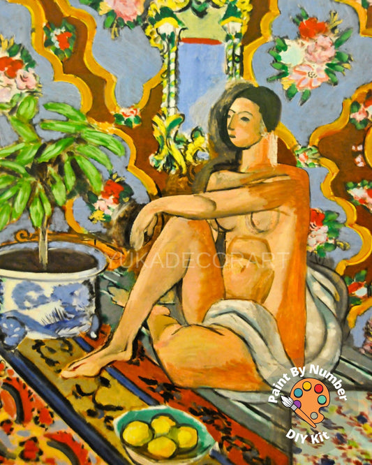 Matisse PAINT by NUMBER Kit for Adults ,Nude Woman in Egyptian Room,Easy Beginners Acrylic Paint DIY Kit ,Living Bedroom Wall Art Decor