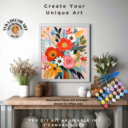 PAINT by NUMBER Kit Adult Garden Flowers Vintage Spring Colourful Wall Art Easy Beginner Acrylic Paint DIY Kit Mom Dad Gift
