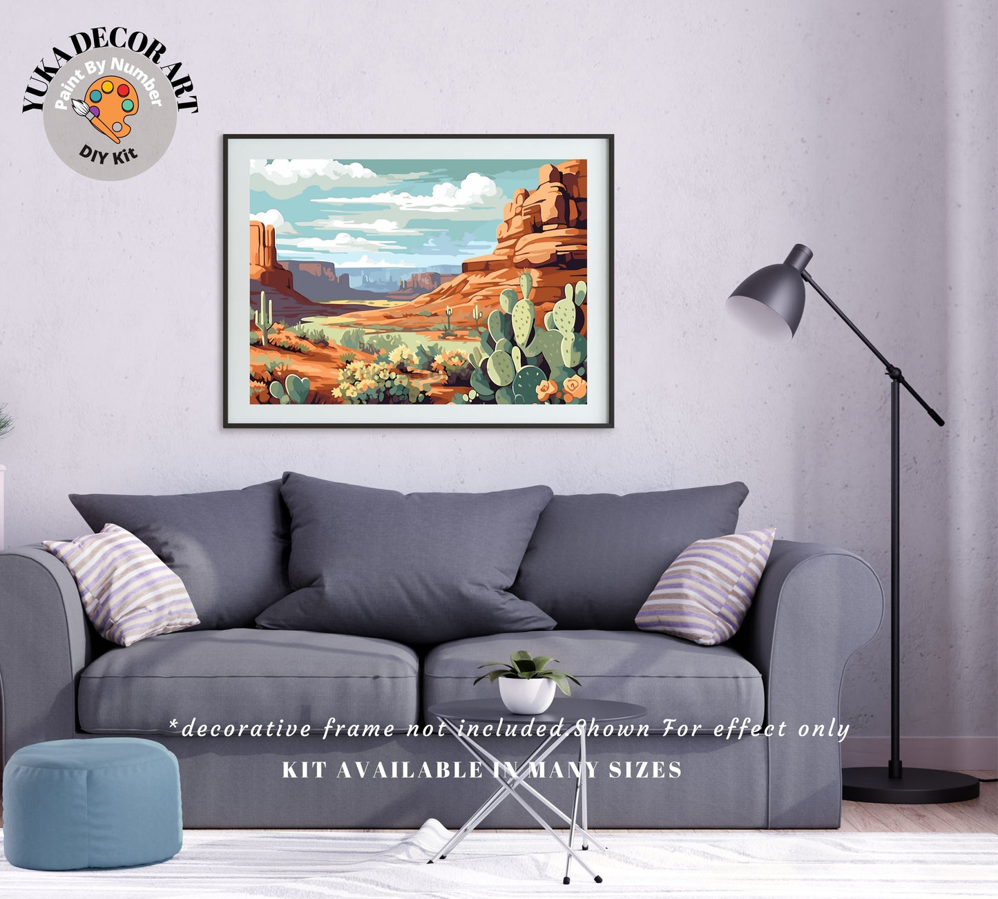 Rustic Southwestern PAINT by NUMBER Kit Adult Landscape Desert Painting Easy Beginners DIY Paint Kit Cactus Vintage Art Gift Girlfriend Wife