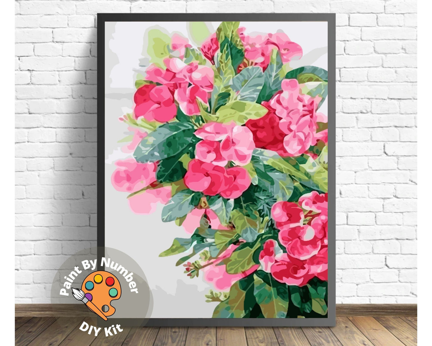 Pink Orchid Flower PAINT by NUMBER Kit for Adults ,Garden Flowers,Easy DIY Beginners Acrylic Paint Kit ,Living Bedroom Wall Art Decor