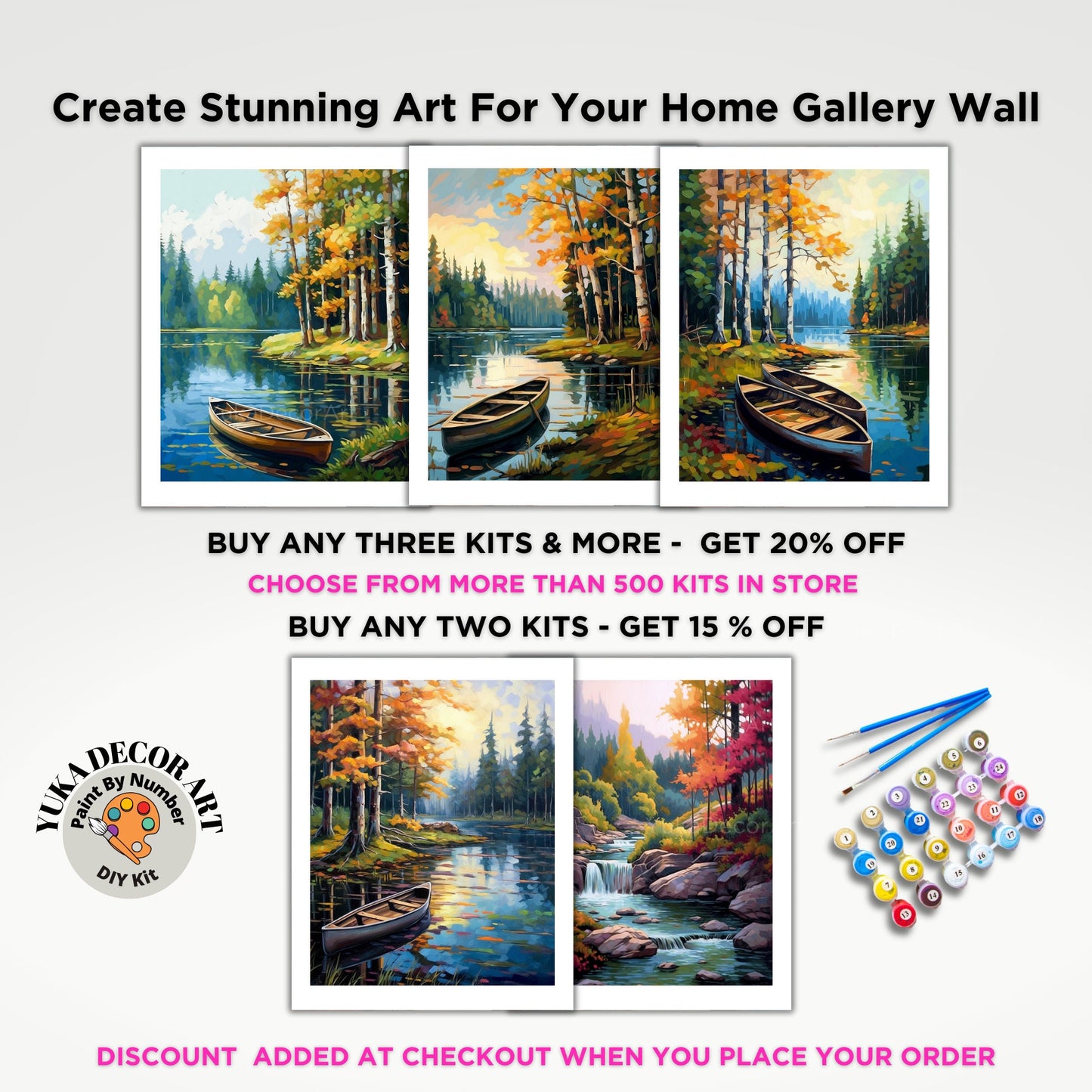 Fall Trees PAINT by NUMBER Kit Adult Painting DIY by Numbers Craft Set Easy Beginners Acrylic Paint Kit Rustic Holiday Cabin Wall Decor Gift