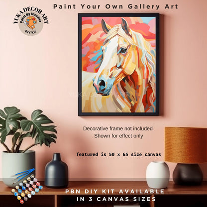 Modern Art Horse PAINT by NUMBER Kit Adult Boho Horse Portrait Beginner Acrylic Painting DIY Kit Grandma Mom Art Gift Ranch Farmhouse Decor