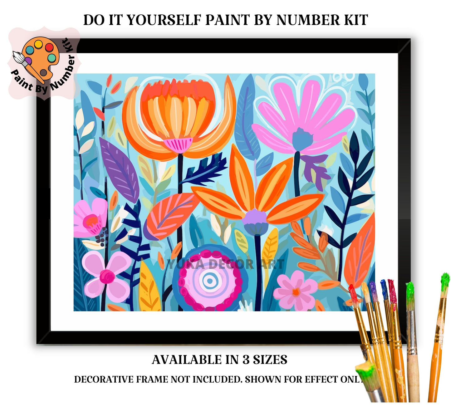 DIY Flowers PAINT by NUMBER Kit for Adults Modern Boho Whimsical Art Easy Beginner Acrylic Paint Custom Wall Art Custom Canvas Gift for Mom