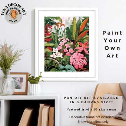 Tropical Forest PAINT by NUMBER Kit Adult Vibrant Leaves Foliage Colors Easy Beginner's Painting DIY Kits Gift for Mom Dad