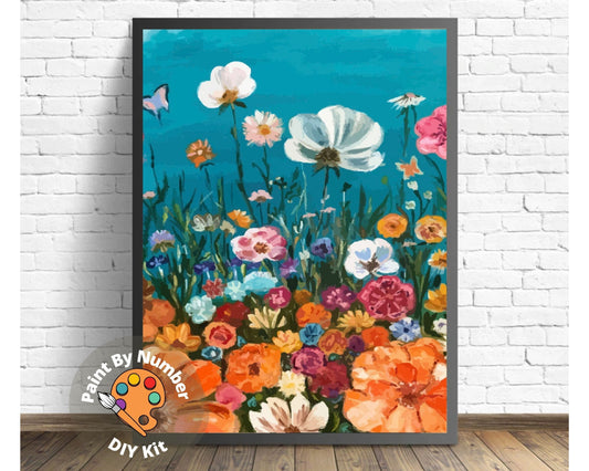 Spring Flowers Paint by Number Kit Adult, Floral Still Life Painting,Easy Beginner Acrylic Paint Kit,Gift For Mom, Home Decor Gift