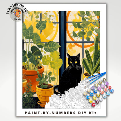 Cat PAINT by NUMBER DIY Kit Adult Indoor Plants Minimalist Art Boho Garden Easy Beginner Acrylic Painting Birthday Custom Gift For Wife Mom