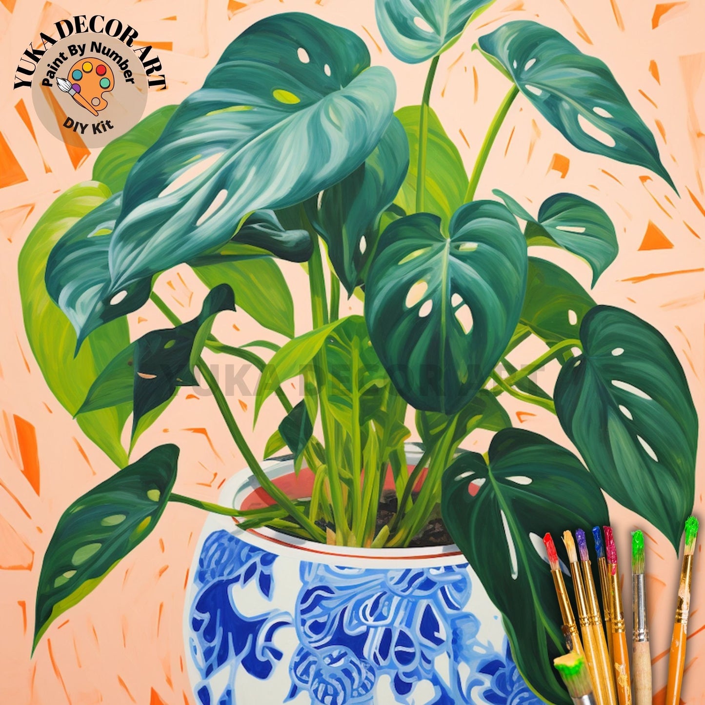 Indoor Plant PAINT by NUMBERS Kit for Adults Minimalistic Chic DIY Painting Easy Beginners Hobby Painting Kit Wall Art Gift Mum Plant Lover