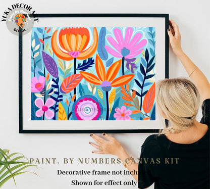 DIY Flowers PAINT by NUMBER Kit for Adults Modern Boho Whimsical Art Easy Beginner Acrylic Paint Custom Wall Art Custom Canvas Gift for Mom