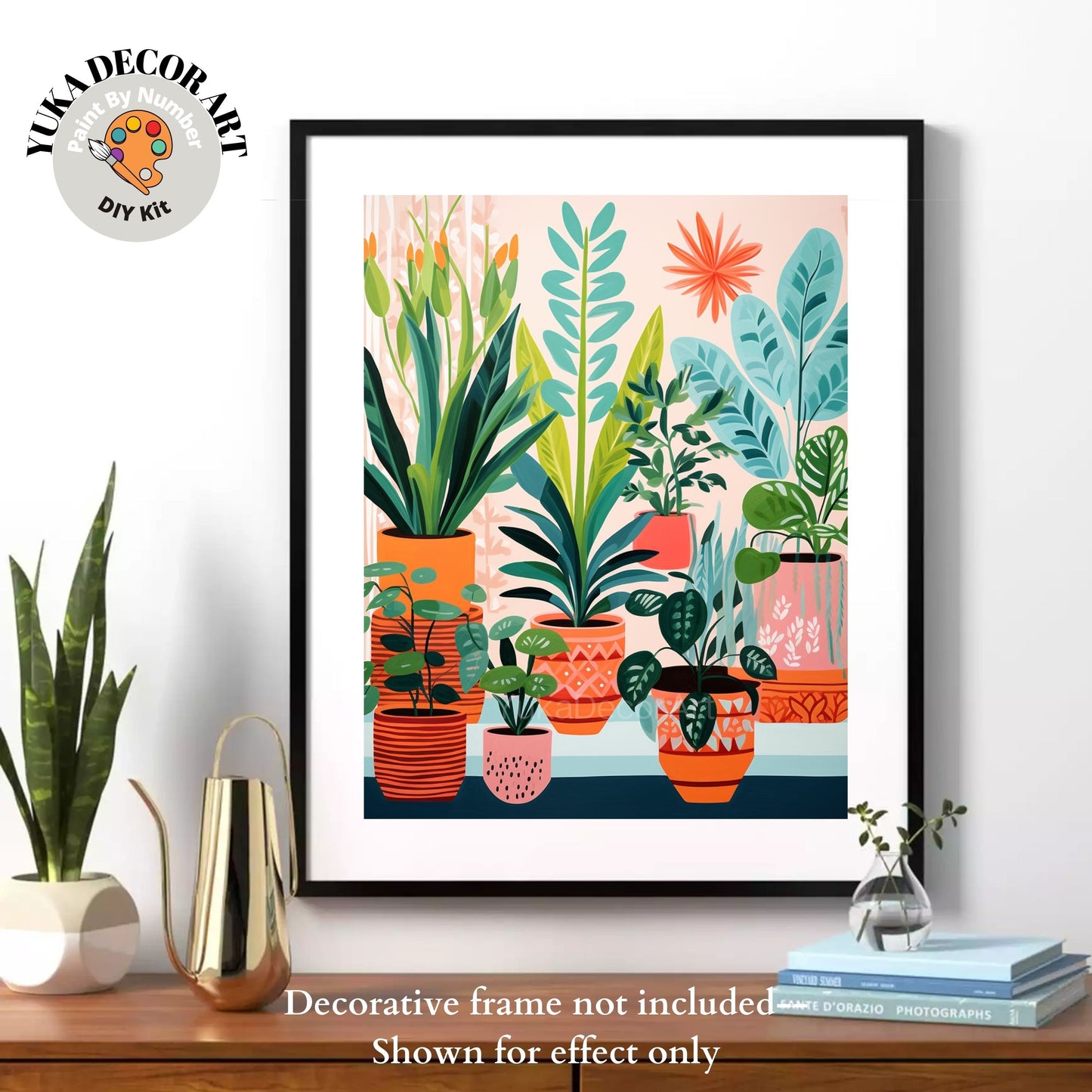 Indoor Plants PAINT by NUMBERS Kit For Adults Minimalist Chic DIY Easy Beginners Painting Kit Wall Art Gift Girlfriend Mom