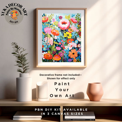 Wild Flowers PAINT by NUMBERS Kit Adults Spring Garden Floral DIY Painting Colorful Easy Beginners Hobby Kit Wall Art Gift
