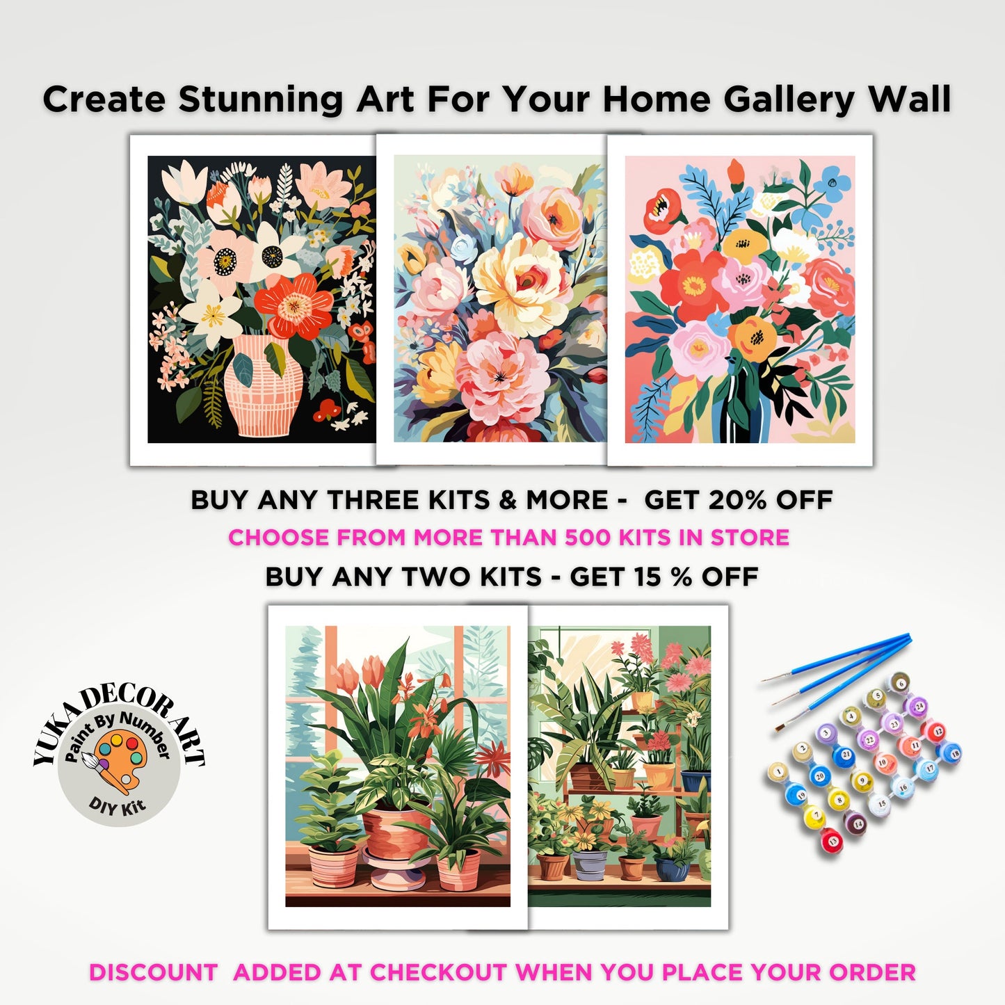 PAINT by NUMBER Kit Adult Spring Flowers StillLife Colourful Wall Art Easy Beginner Acrylic Paint DIY Kit Anniversary Gift