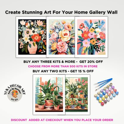 PAINT by NUMBER Kit Adult Spring Flowers StillLife Colourful Wall Art Easy Beginner Acrylic Paint DIY Kit Anniversary Gift